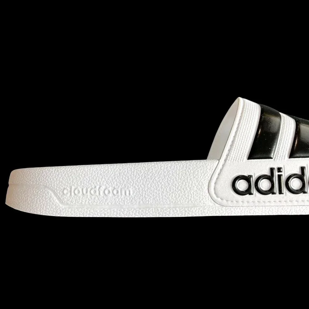 Adidas Men’s‎ Adilette Slide Sandals Size 12 White-Black Lightweight Comfortable
